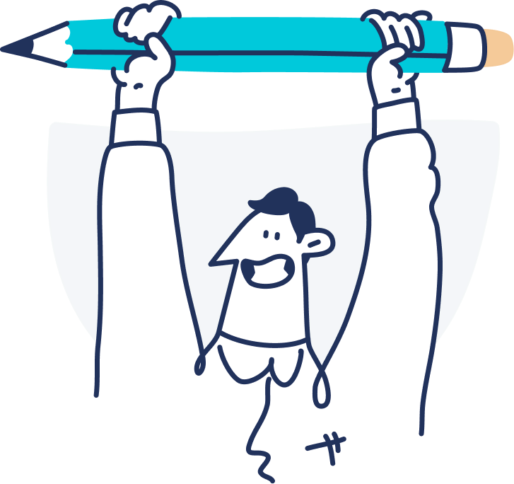 Un homme tenant un crayon à papier